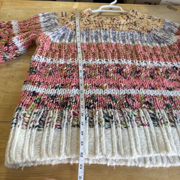 Anthropologie Kahlo Sweater Chunky Striped Knit Alpaca Wool Blend Rainbow Medium - Picture 6 of 12